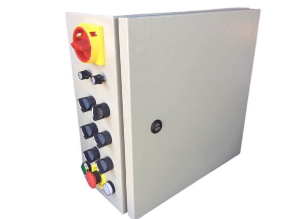 Painel elétrico com chave rotativa e botoeiras